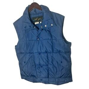 Vintage Montgomery Ward Puffer‎ Vest Large mens Blue Down Packable